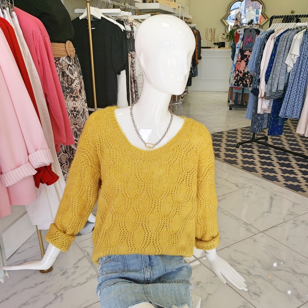 Golden Green Over Sized Sweater